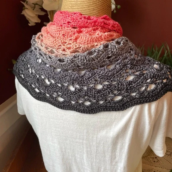 Hand Crocheted Gradient Rectangular Shawl - Picture 4 of 8